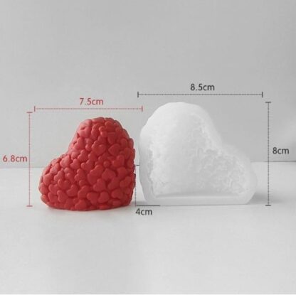 3D Hearts in Heart Soap & Candle handmade Mould