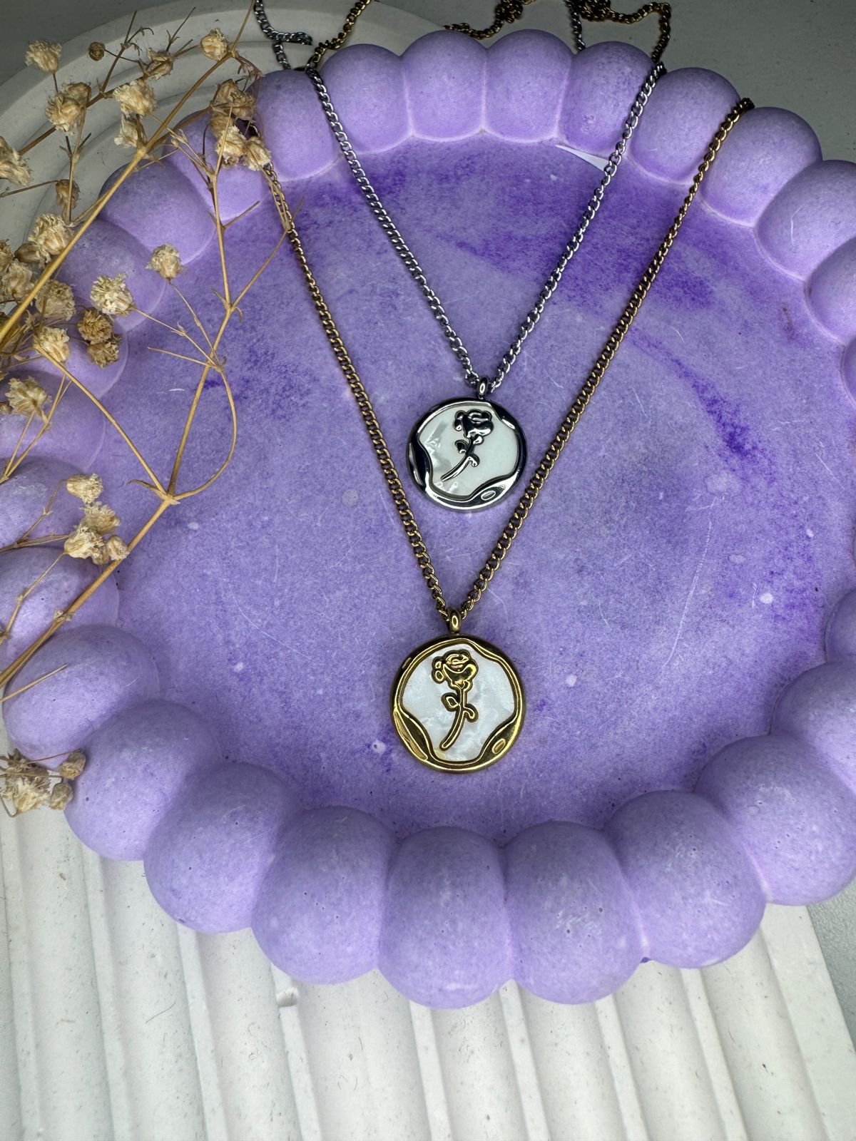Twin Rose Medallion Necklace