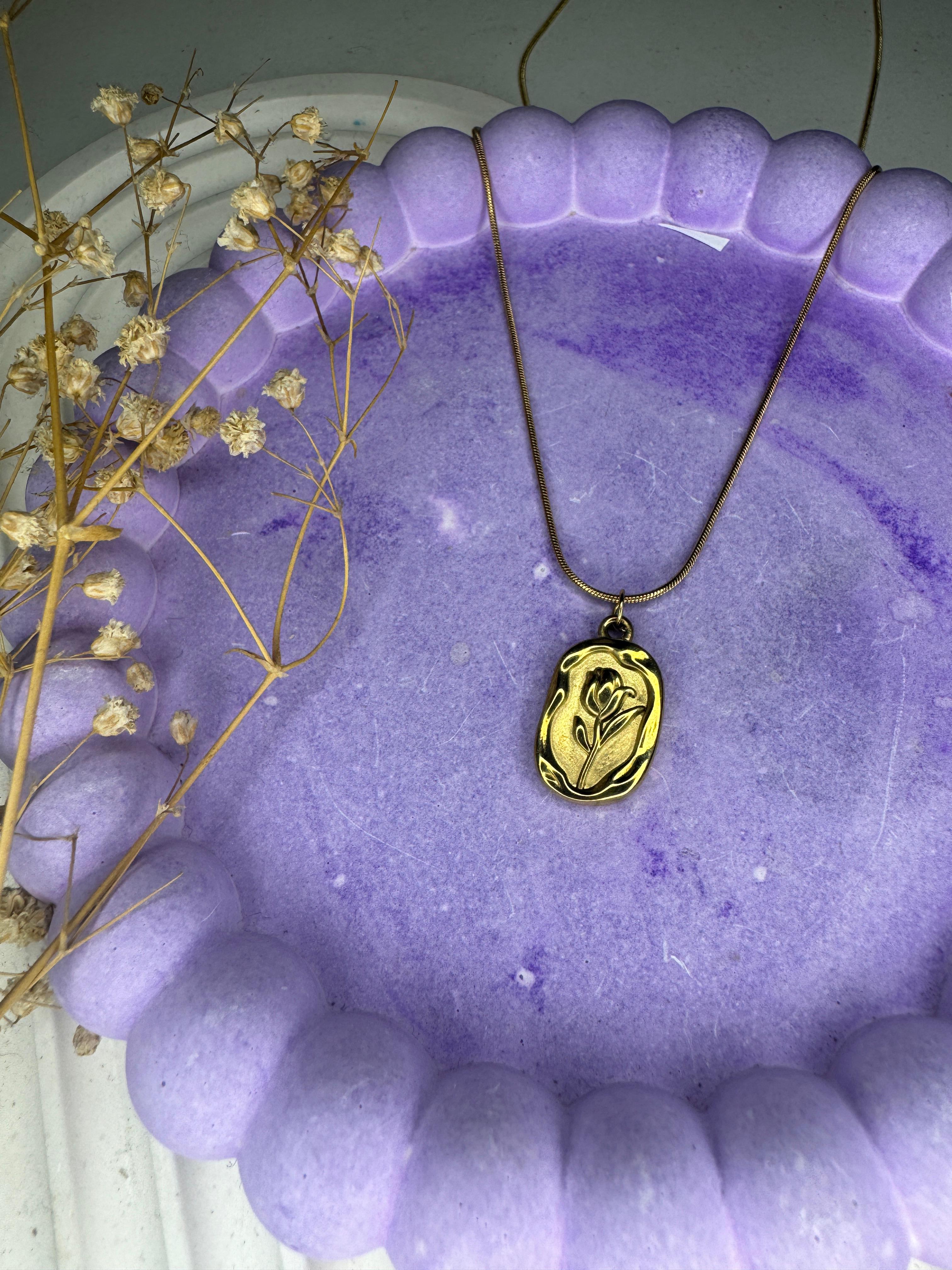 Antique Rose Crest Necklace