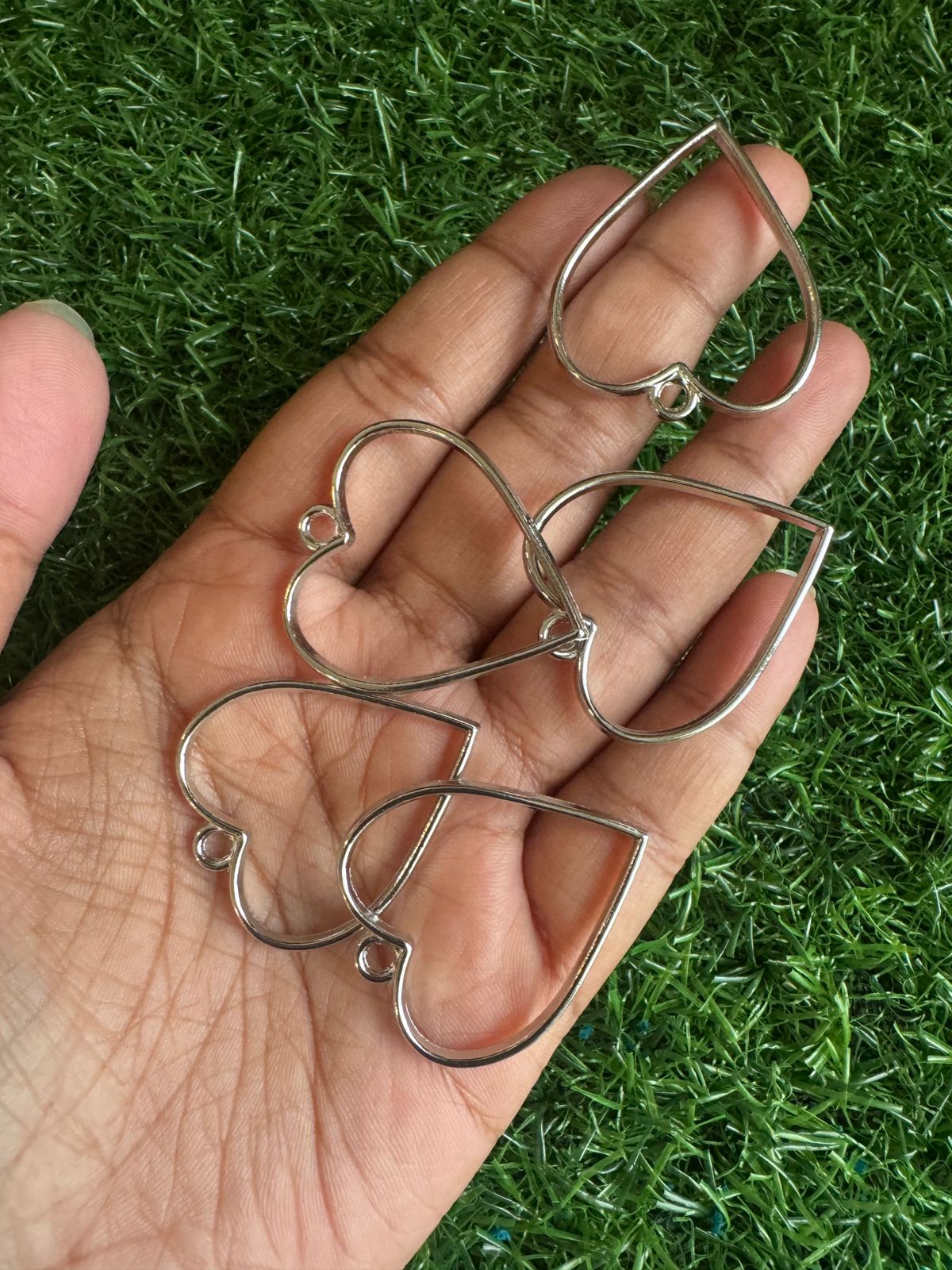 Heart pendant Gold bezels large (pack of 5)