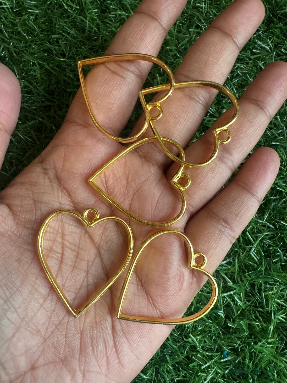 Heart pendant Gold bezels large (pack of 5)