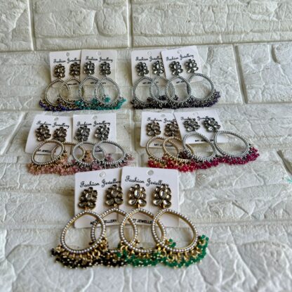 Large Oval Jhumka With Colorful Beads