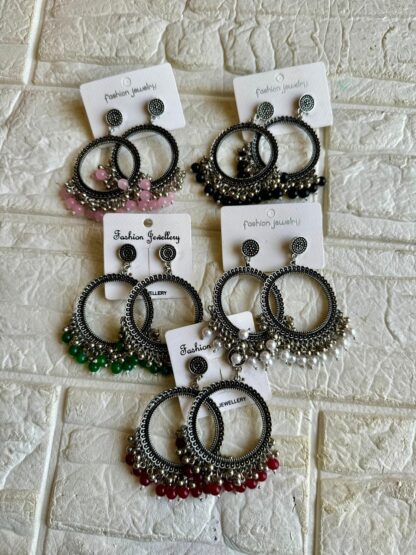 Silver Round Pearl Bead Jhumka