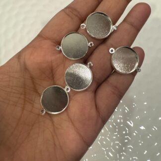Silver Round Rakhi Bezel - Set of 5pcs