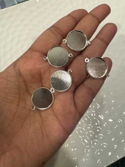 Silver Round Rakhi Bezel - Set of 5pcs