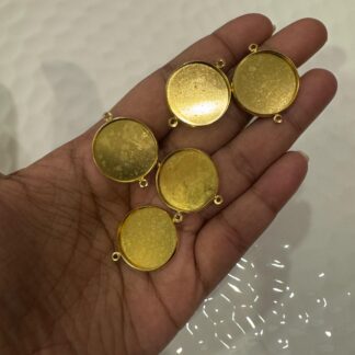 Gold Round Rakhi Bezel - Set of 5pcs
