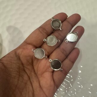 Silver Round Rakhi Bezel (small) - Set of 5pcs