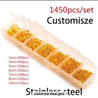 Stainless Steel Jump Ring Box - 1450 Pcs (gold)