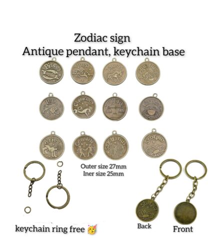 Zodiac sign Antique pendant & keychain base